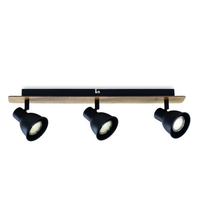 REGLETA MIKO NEGRO 3L GU10 MADERA